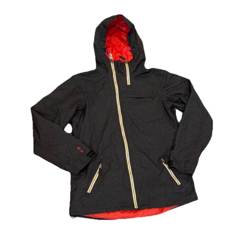 SIMS Snowboarding Jacket Charcoal Black Hooded Womens L/XL